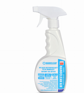 PREPARAT DO CZYSZCZENIA I DEZYNFEKCJI KLIMATYZACJI 500ml NANOCLEAN AIR BIOBÓJCZY - BEZWONNY - GOTOWY DO UŻYCIA 